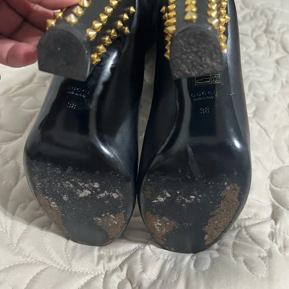 Gucci Studded Heel Knee High Boots Black Leather Womens EU 38 US 7.5 - Picture 7 of 7
